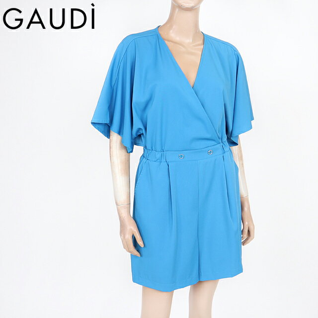 ガウディ(GAUDI)レディース オールインワン ブルー系 サープリスネック ウエストでカット (サイズ/42)*uw0275