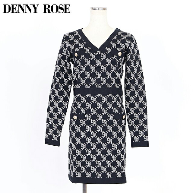 樂天商城 - デニーローズ（DENNY ROSE）レディース ワンピース ミディアム ブラック系 　DRJ格子ジャガードニットワンピース （サイズ/S）*wd1014