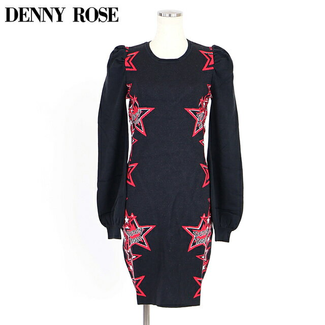 樂天商城 - デニーローズ（DENNY ROSE）レディース ワンピース ミディアム ブラック系 　スタージャガードニットワンピース （サイズ/XS/S/M）*wd1020