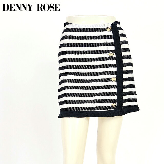 樂天商城 - デニーローズ（DENNY ROSE）レディース ミニスカート ブラック系 　ボーダースカート金ボタン飾り イタリア製 （サイズ/40）*wd1022