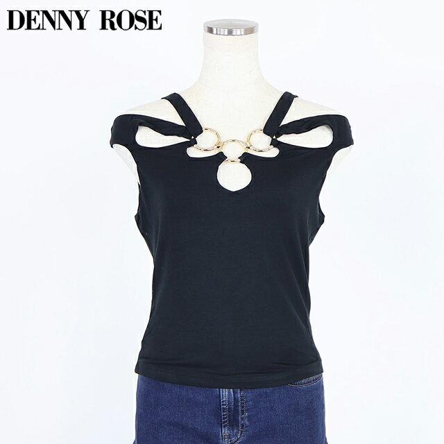 デニーローズ（DENNY ROSE）レディース キャミソール ブラック系 　カットアウトデザインリング飾りトップス イタリア製 （サイズ/XS/S）*wd1032