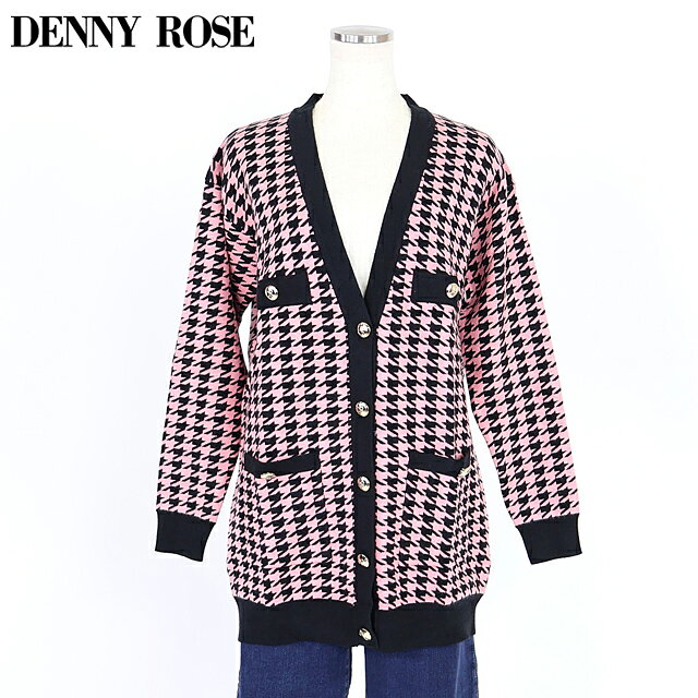 樂天商城 - デニーローズ（DENNY ROSE）レディース 長袖カーディガン ピンク系 ブラック×ピンク 　千鳥格子カーディガン （サイズ/XS/S）*wd1043