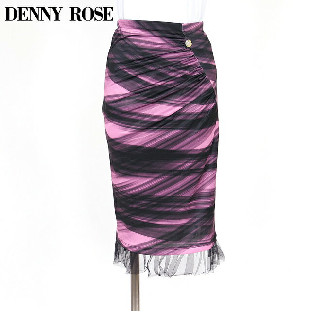 樂天商城 - デニーローズ（DENNY ROSE）レディース ひざ丈スカート ピンク系 　裾チュールハンドフリープリントタイトスカート イタリア製 （サイズ/40/42）*wd1059