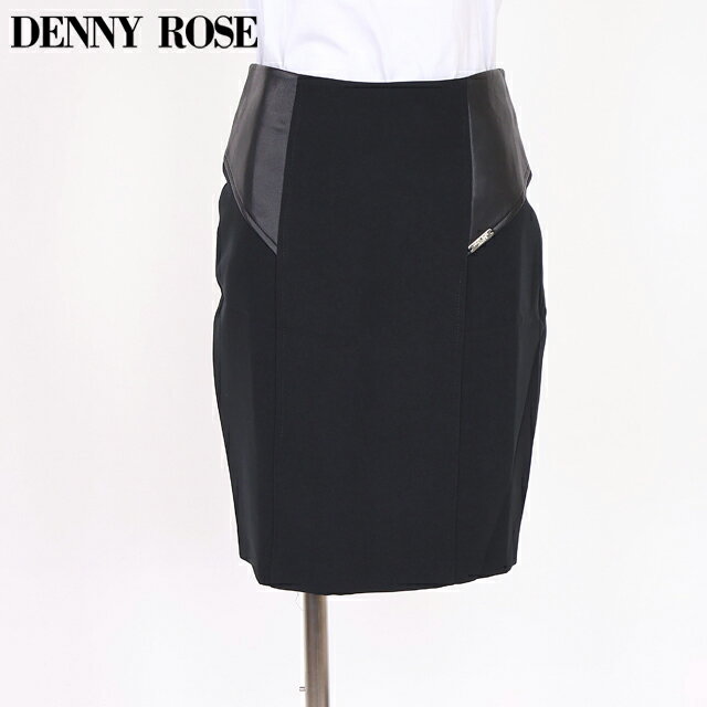 樂天商城 - デニーローズ（DENNY ROSE）レディース ミニスカート ブラック系 　フェイクレザー切替スカート イタリア製 （サイズ/40）*wd1063
