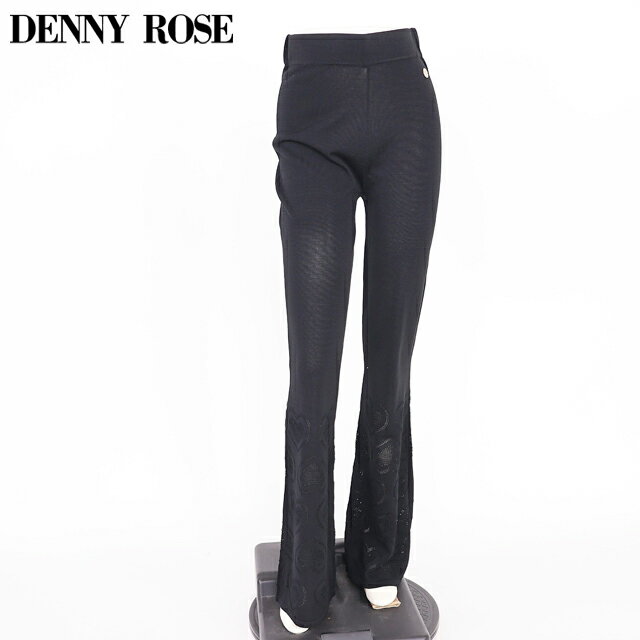 乐天商城 - デニーローズ（DENNY ROSE）レディース ロングパンツ ブラック系 　ハートモチーフアイレットニットパンツ （サイズ/XS/S/M）*wd1082