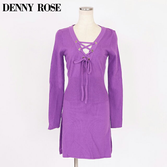 樂天商城 - デニーローズ（DENNY ROSE）レディース ワンピース ショート パープル系 　編上げニットワンピース （サイズ/S）*wd1100