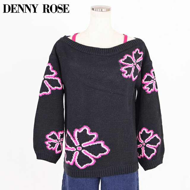 樂天商城 - デニーローズ（DENNY ROSE）レディース 長袖ニット ブラック系 　フェイクブラレット付きオフショルニット （サイズ/S）*wd1108