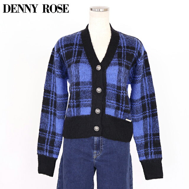 樂天商城 - デニーローズ（DENNY ROSE）レディース 長袖カーディガン ブルー系 　チェック柄Vネックカーディガン （サイズ/S）*wd1114
