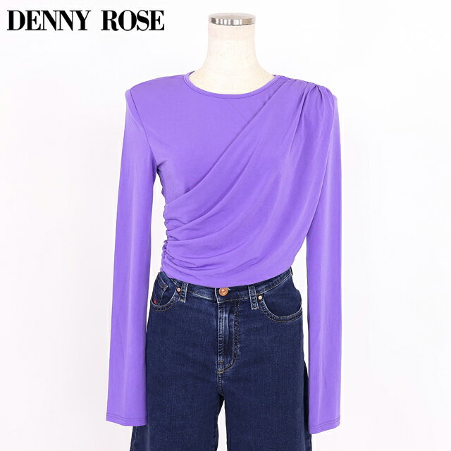 樂天商城 - デニーローズ（DENNY ROSE）レディース カットソー パープル系 　アシメントリーシャーリングショートトップス イタリア製 （サイズ/S）*wd1118