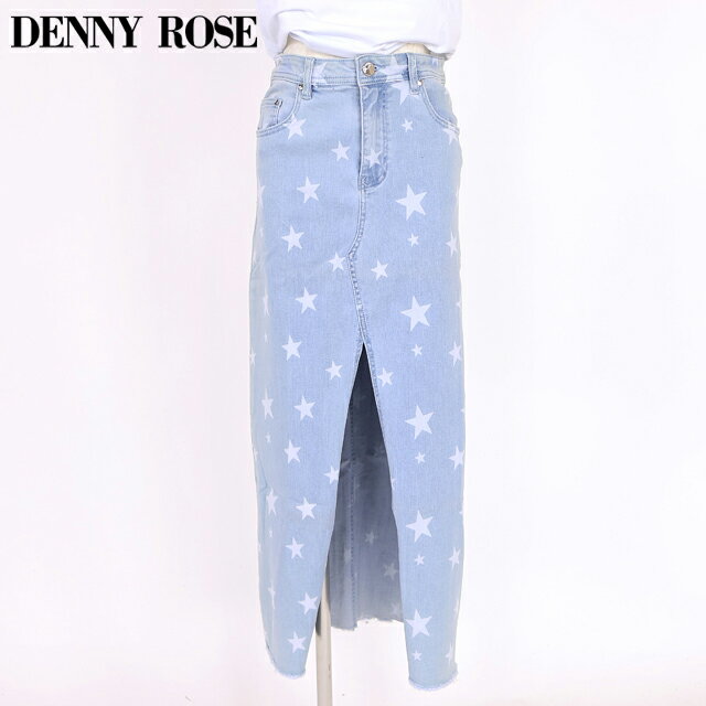 樂天商城 - デニーローズ（DENNY ROSE）レディース ロングスカート ブルー系 　スタープリントフロントスリットポイントデニムロングスカート （サイズ/25/27）*wd1137
