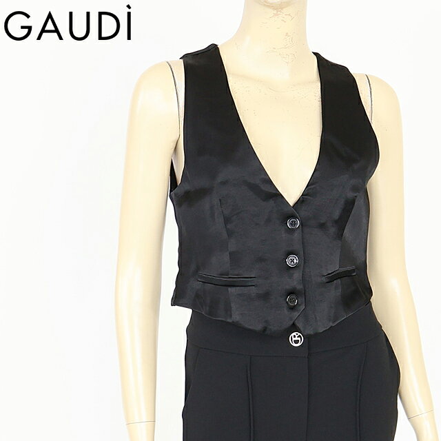 乐天商城 - ガウディ（GAUDI）レディース ベスト ブラック系 　サテンジレ （サイズ/40）*wg0001