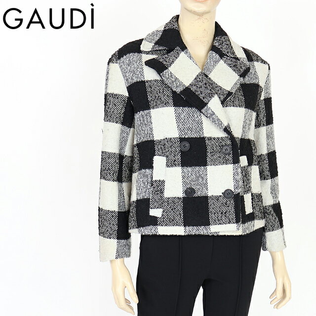 樂天商城 - ガウディ（GAUDI）レディース コート ブラック系 　バッファローチェックショートコート （サイズ/38/40）*wg0007