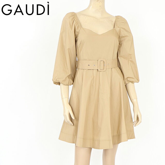樂天商城 - ガウディ（GAUDI）レディース ワンピース ミディアム ベージュ系 　コットンポプリンペンタゴンネックOP （サイズ/40）*wg0034