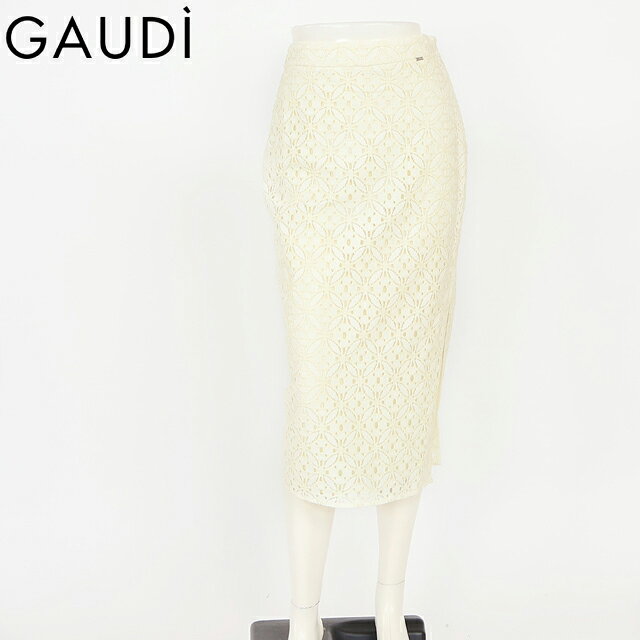 樂天商城 - ガウディ（GAUDI）レディース ロングスカート ホワイト系 アイボリー 　左サイドスリット総レースタイトミディ丈SK （サイズ/40/42/44）*wg0043
