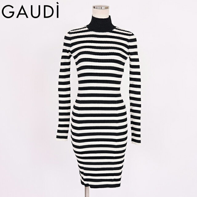 乐天商城 - ガウディ（GAUDI）レディース ワンピース ミディアム ブラック系 ボーダーハイネックワンピース （サイズ/XS/S）*wg1005