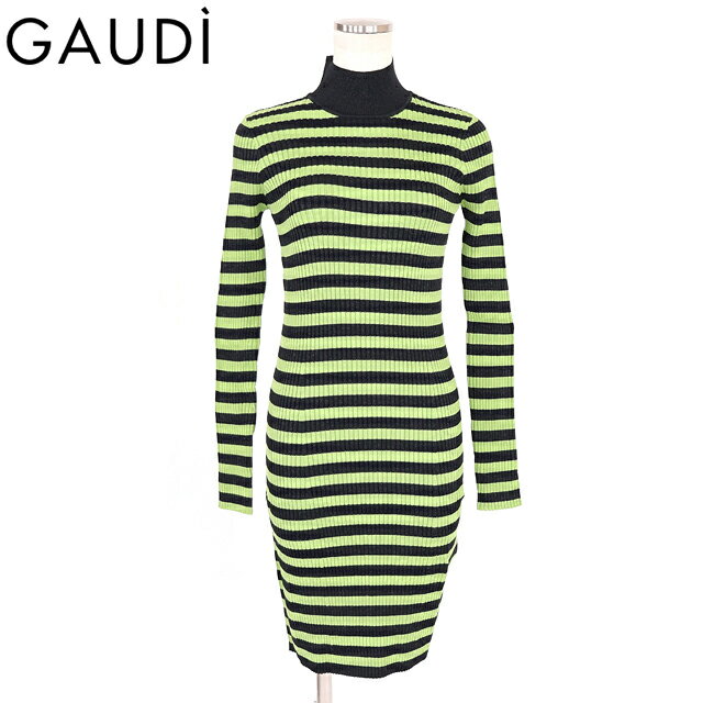 樂天商城 - ガウディ（GAUDI）レディース ワンピース ミディアム グリーン系 ボーダーハイネックワンピース （サイズ/S）*wg1006