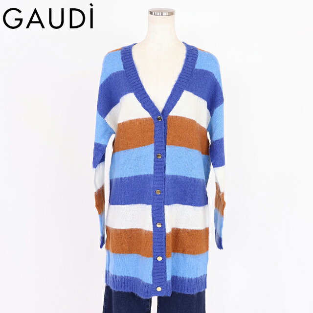 樂天商城 - ガウディ（GAUDI）レディース 長袖カーディガン マルチカラー系 マルチボーダーVネックロングカーディガン （サイズ/S/M）*wg1009
