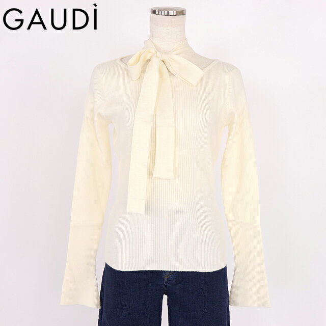 Long-Sleeved Knit - ガウディ（GAUDI）レディース 長袖ニット ホワイト系 アイボリー コサージュポイントニット （サイズ/XS/S）*wg1017