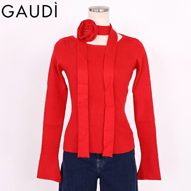 樂天商城 - ガウディ（GAUDI）レディース 長袖ニット レッド系 コサージュポイントニット （サイズ/XS）*wg1019