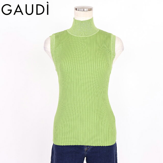 樂天商城 - ガウディ（GAUDI）レディース ノースリーブニット グリーン系 リブノースリハイネックニット （サイズ/S）*wg1037