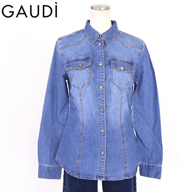 ガウディ（GAUDI）レディース 長袖シャツ ブルー系 ボタンポイントデニムシャツ （サイズ/XS/S）*wg1040