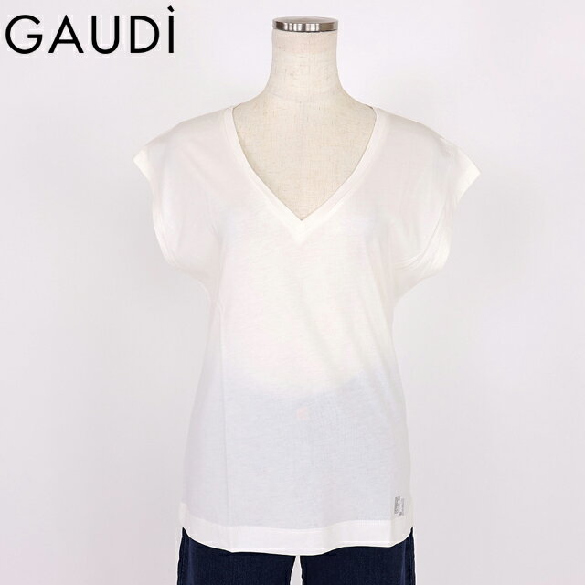 樂天商城 - ガウディ（GAUDI）レディース Tシャツ ホワイト系 VネックワイドスリーブシンプルTシャツ （サイズ/XS）*wg1048