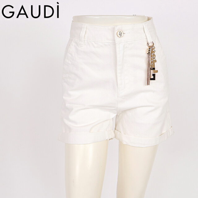 樂天商城 - ガウディ（GAUDI）レディース ショートパンツ ホワイト系 チャームポイント製品染ショートパンツ （サイズ/25/26/28）*wg1060