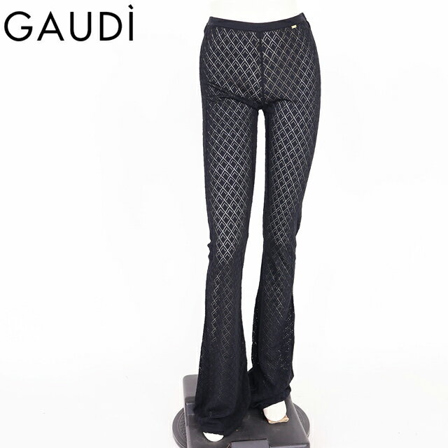 樂天商城 - ガウディ（GAUDI）レディース ロングパンツ ブラック系 ダイヤアイレットニットパンツ （サイズ/S）*wg1064