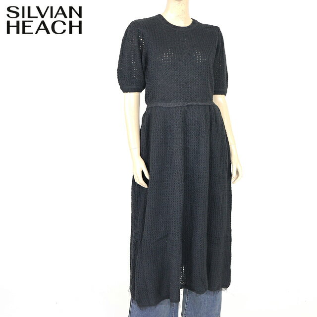 シルビアン ヒーチ（SILVIAN HEACH）レディース ロングワンピース ブラック系 チュールドキング半袖OP （サイズ/S）*wo1030
