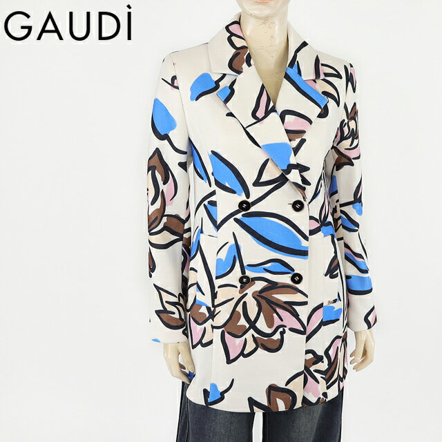 樂天商城 - ガウディ（GAUDI）レディース コート ホワイト系 　フラワー柄ダブルボタンコート （サイズ/42）*yu0006