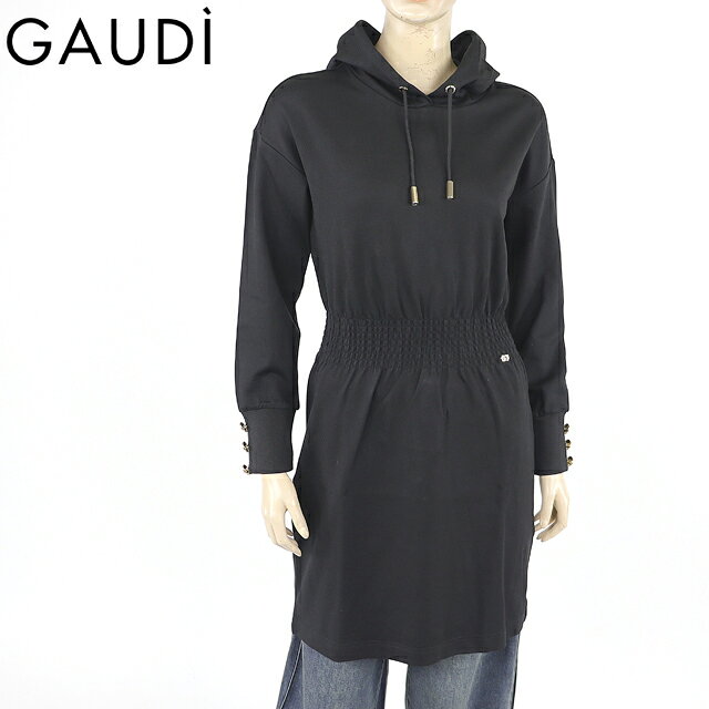 樂天商城 - ガウディ（GAUDI）レディース ワンピース ミディアム ブラック系 　ボタンポイントフーディースウェットワンピ （サイズ/XS）*yu0016