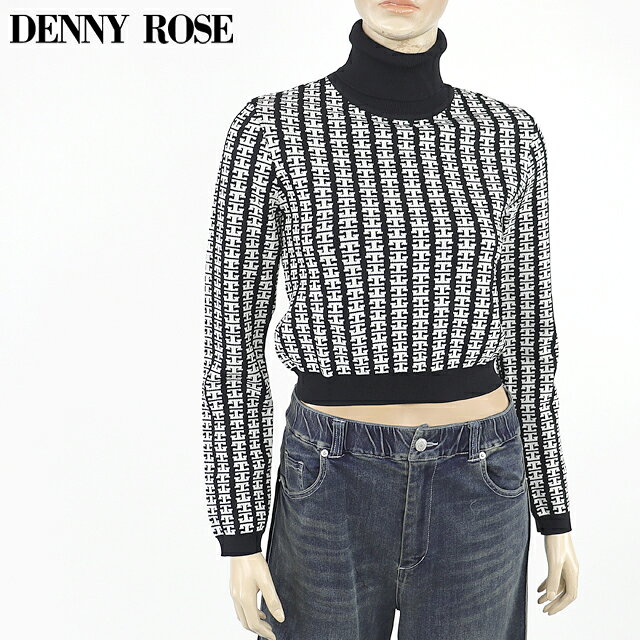 樂天商城 - デニーローズ（DENNY ROSE）レディース 長袖ニット タートルネック ブラック系 　デザイン柄タートルネック （サイズ/S）*yu1003