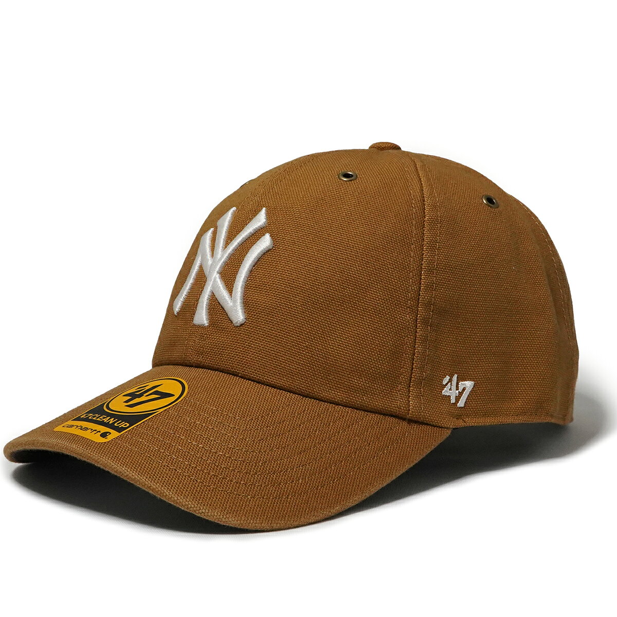 '47Brand×Carhartt NEW YORK YANKEES CARHARTT X '47 CLEAN UP - CURVE VISOR フォーティーセブン×カーハート フォーティーセブンブランド キャップ 帽子 ハット CAP CAPS MLB ニューヨーク ヤンキース カーブバイザー 茶 ブラウン NYY カーハートブラウン