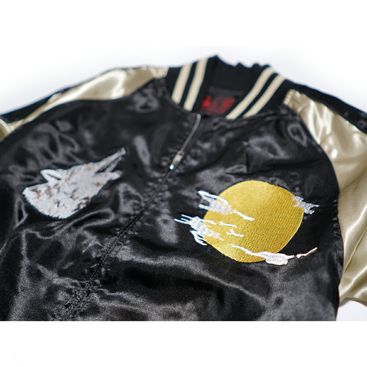 スカジャン メンズ サテンジャンパー スーベニア ジャケット スカジャン 横須賀 ジャンバー サテンジャケット 黒 赤 金 ブラック ワイン ピンク ベージュ 狼 ウルフ 和柄 ラグラン 春 秋 冬 スーベニアジャケット メンズ スカジャン ライトアウター アウター MA-1 送料無料