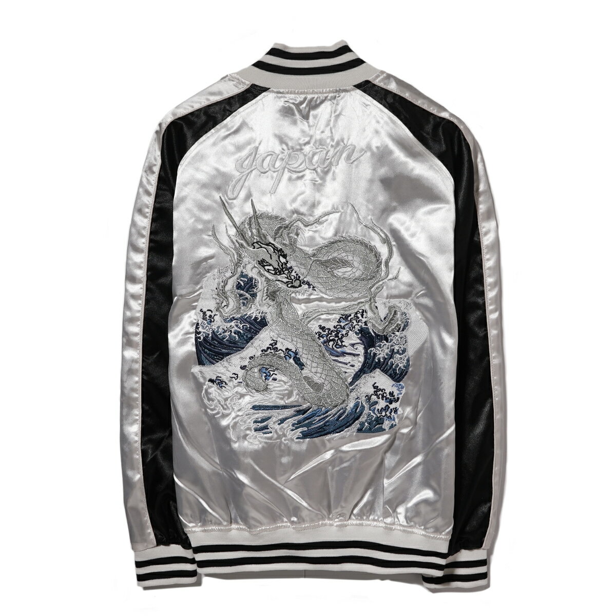 スカジャン メンズ サテンジャンパー スーベニア ジャケット スカジャン 横須賀 ジャンバー サテンジャケット 銀 シルバー 黒 銀龍 龍 竜 和柄 ラグラン ブルゾン 春 秋 冬 スーベニアジャケット メンズ スカジャン ライトアウター アウター MA-1 送料無料