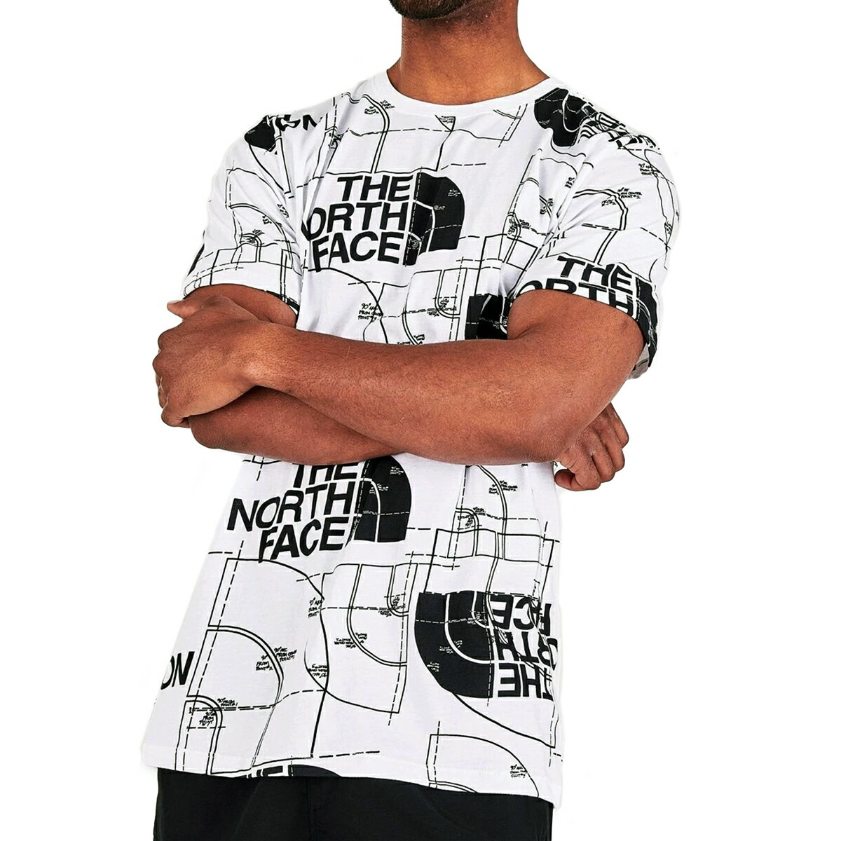 ノースフェイス Tシャツ The North Face HALF DOME ALL OVER PRINT LOGO SS TEE ノースフェイス Tシャツ メンズ ラインロゴ ショートスリーブ グラフィック ショートスリーブ プリント 半袖Tシャツ クルーネック Tシャツ カットソー Tシャツ メンズ USA USA企画 海外限定