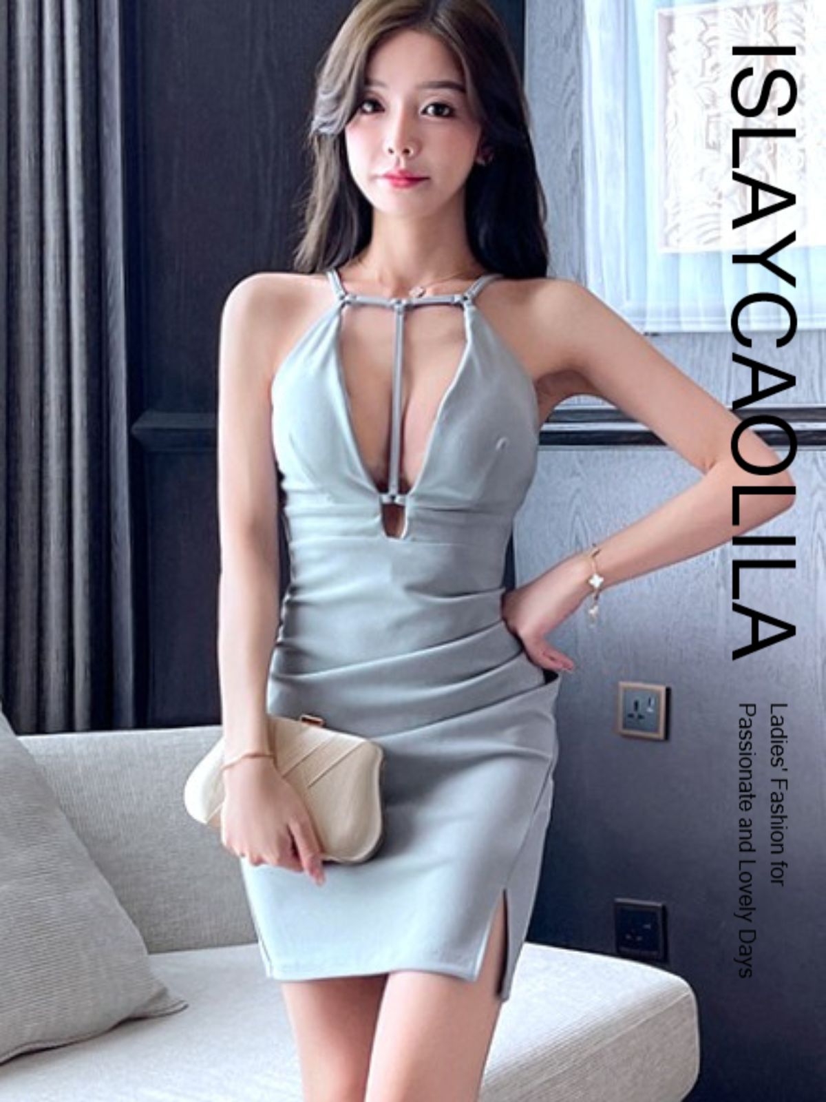 セクシー ワンピース ミニ丈 ストラップ調整可 フロントストラップ EP7 ナディア