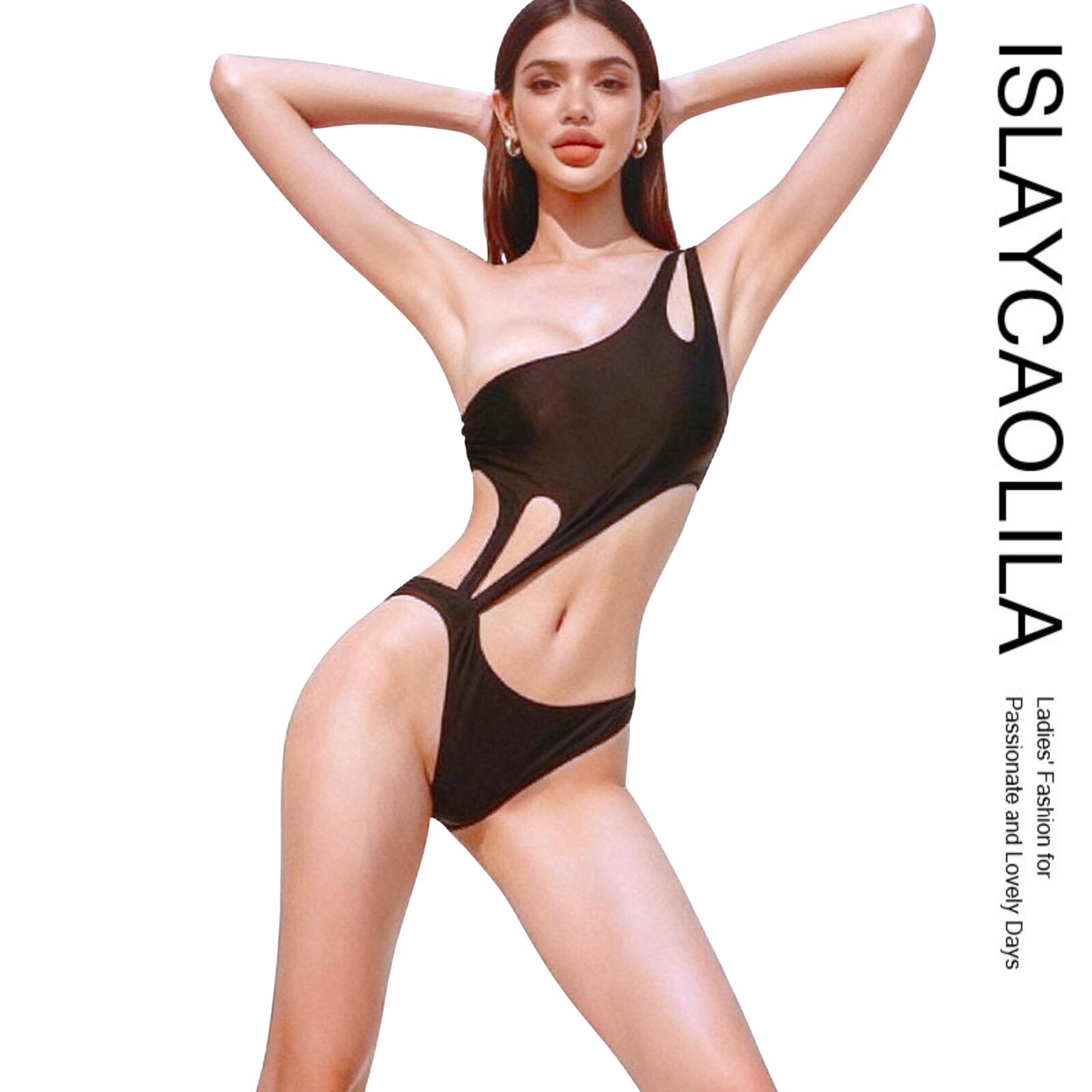 モノキニ 水着 ワンショルダー ハイレグ スイムドレス オープンバック ワンピース パッド入り ワイヤーなし ビキニ レディース D20 セルマ