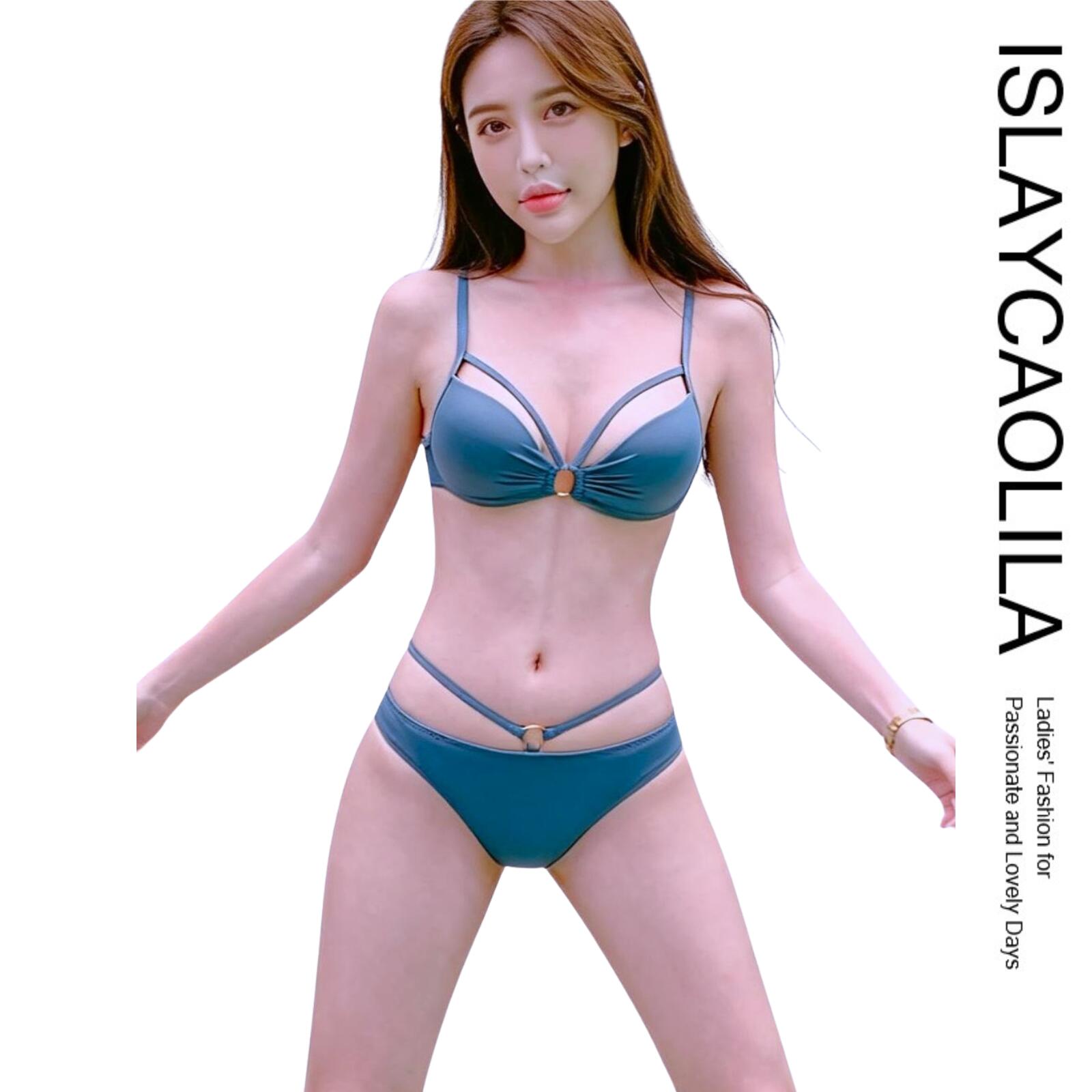 ビキニ セット 水着 リング キャミソール スイムドレス リボン ウエスト ストラップ パッド入り ワイヤーあり レディース D51 カルナ