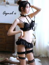 Agnel x セクシー ランジェリー ブラセット フリル ガーターベルト チョーカー ストラップ リード コスプレ X001