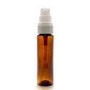 クリーム乳液など向け ポンプボトル 30mL ストレートボトル アンバー【ポンプ:ホワイト】