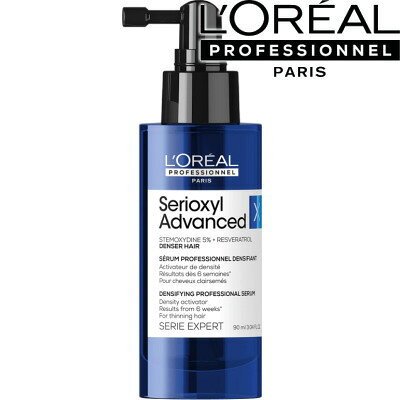SERIOXYL ADVANCED 頭皮は皮膚ですが、はるかに複雑です。頭皮表面の皮脂酸化や微小なひび割れが多くの問題を引き起こす可能性があります。これは悪循環であり、ケアする必要があります。 セリオキシル アドバンスト デンサー ヘアは、髪の質・量ともに変化を感じ始めた方をターゲットに処方されました。この軽量の美容液は、毎日使用することで健やかな頭皮環境に整え、美しい髪へと導きます。 Recommended for こんな方におススメ ・髪質に変化を感じ始めた ・髪にハリ・コシがほしい ・髪の細さが気になる ・美しい髪を維持したい ・乾燥をはじめとした頭皮悩みがある How to Use 使用方法 タオルドライした頭皮にノズル噴霧にて塗布し、マッサージするようになじませます。（塗布量： 6mL） 1.ノズル噴霧にてフロントから頭頂部に向かって、気になる部分を中心に塗布。液垂れしないように、1プッシュごとに指でなじませます。 2.両手のひらを頭皮に密着させ、フロント・サイド・バックそれぞれから頭頂部に向かって手をすべらせしっかりとなじませます。 3.指の腹を頭皮に密着させて、頭皮を動かすようにゆっくりマッサージをし、全体をもみほぐしていきます。 発売元：日本ロレアル株式会社