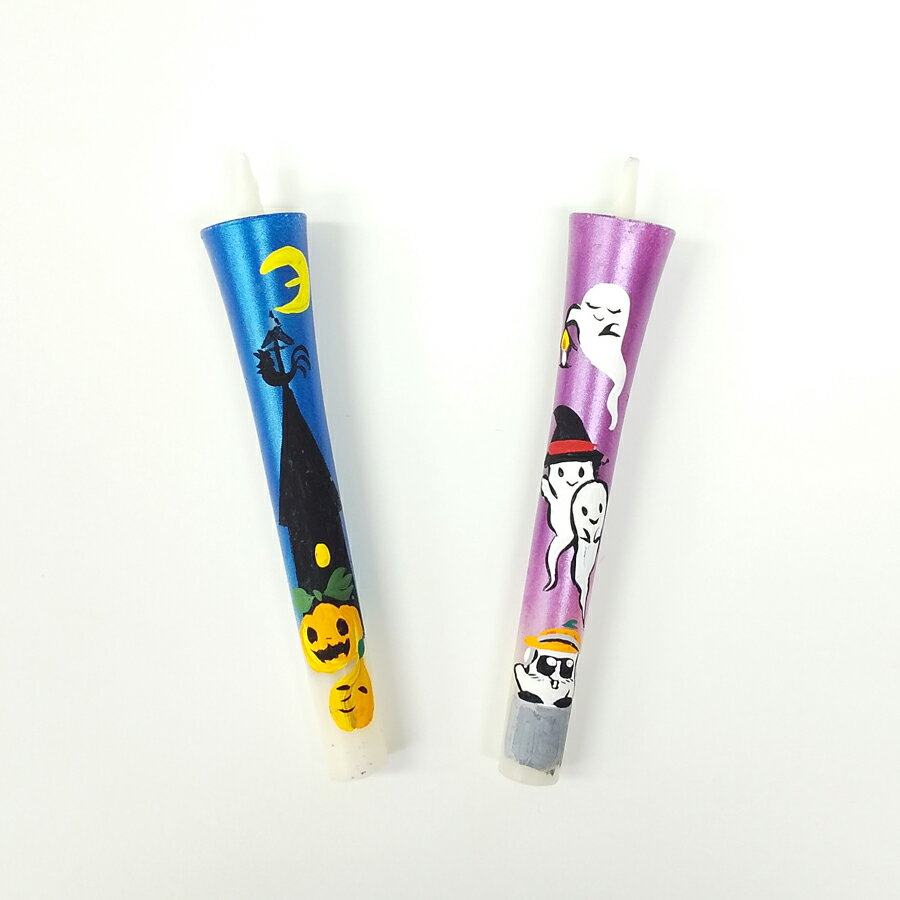 レターパックライト 送料無料 【特別柄】【ハロウィンナイト】 ハロウィン 3号 絵ろうそく 2本入（手描き）和蝋燭 和ろうそく 絵ろうそく 絵蝋燭 喪中見舞い 喪中お見舞い 喪中御見舞 喪中はがき 新盆 新盆御見舞 初盆 初盆御見舞 命日 お彼岸 お盆 お供え 進物 贈答 ギフトのサムネイル