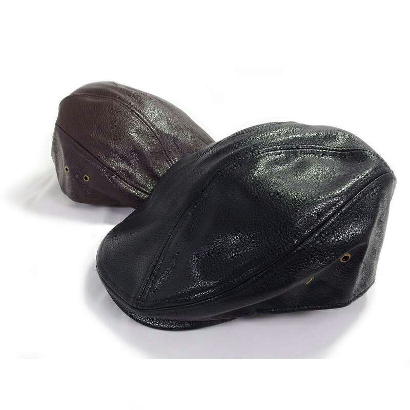 KB ETHOS ケービーエトス PUレザー ハンチングキャップ ブラック ブラウン PU LEATHER HAT HUNTING CAP BLACK BROWN