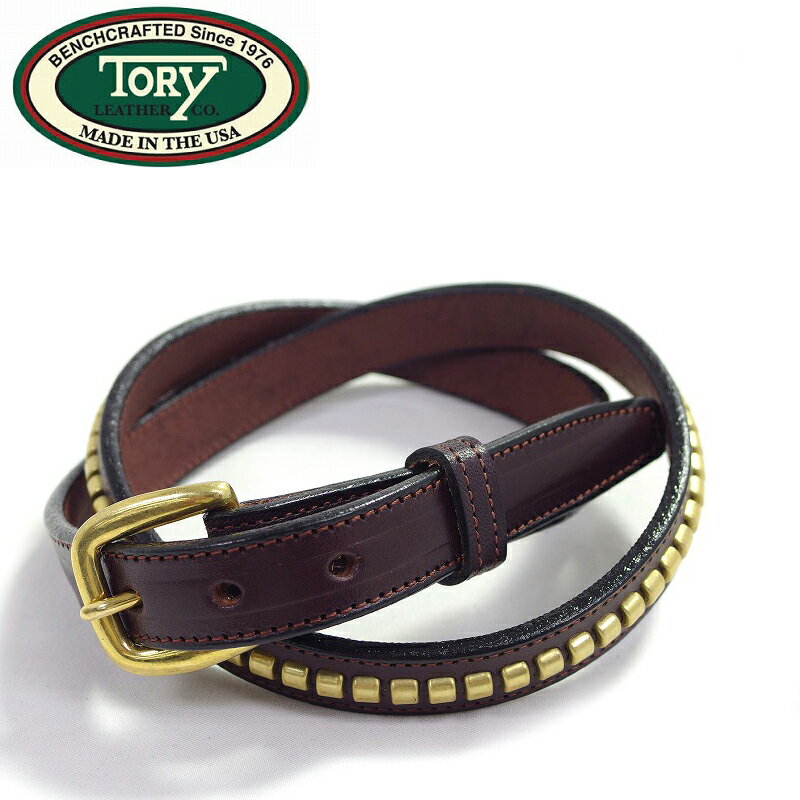 TORY LEATHERトリーレザーベルト スタッズベルト ブライドルレザー ハバナ ブラウン3/4 CLINCHER BELT BRIDLE LEATHER 2550 HAVANA MADE IN USA