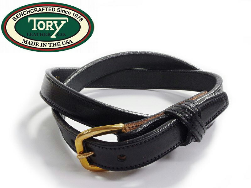 TORY LEATHER トリーレザーベルト クロスキーパーベルト ブライドルレザー ブラック3/4” BRIDLE LEATHER BELT CROSSED KEEPERS BELT BLACK 2139 MADE IN USA