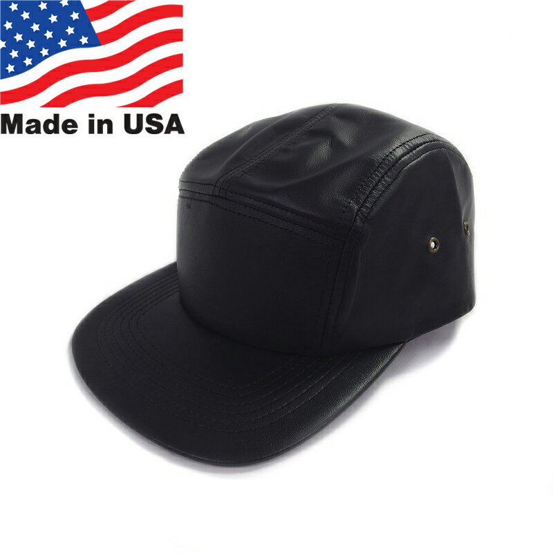 WINNER CAPS ウィナーキャップスレザー 5パネル キャンプキャップ 帽子 ブラック アメリカ製COWHIDE LEATHER 5PANEL CAMPCAP BLACK