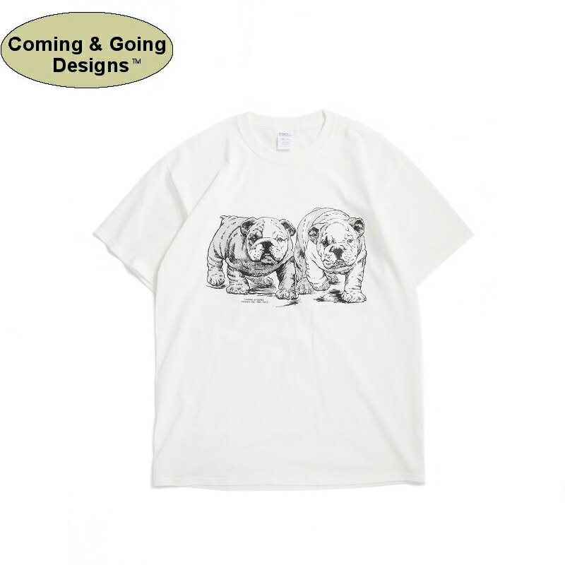 カミング&ゴーイング デザイン COMING & GOING DESIGNS半袖Tシャツ 犬プリント イングリッシュ ブルドッグ パピー ホワイトENGLISH BULLDOG PUPPIES T-SHIRT WHITEのサムネイル