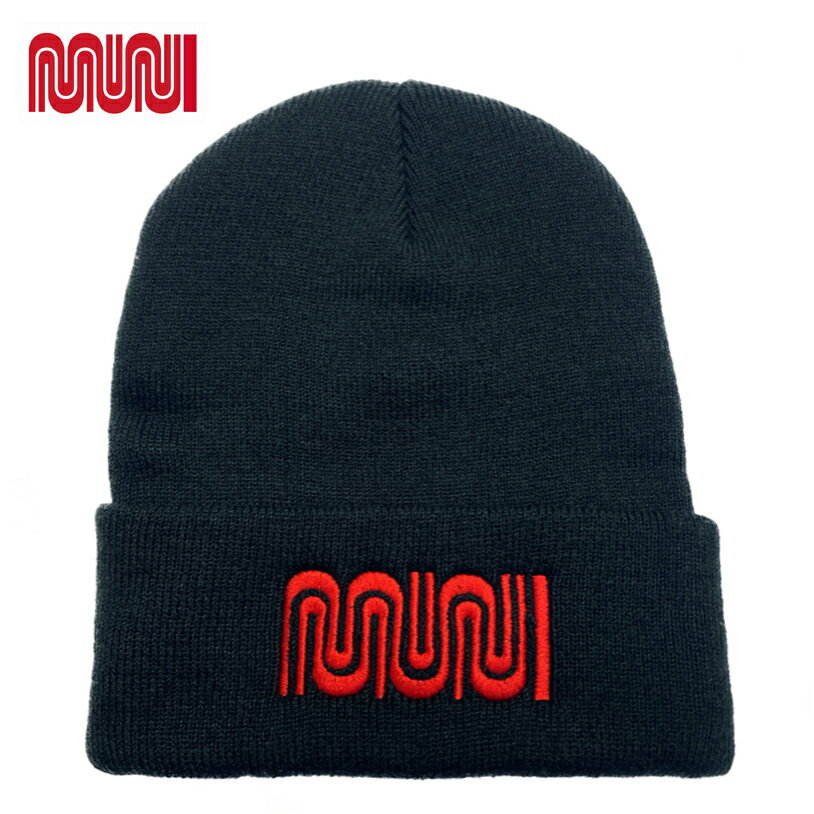 MARKET STREET RAILWAY マーケットストリートレイルウェイサンフランシスコ市営鉄道 ビーニー ニットキャップ 帽子 ブラックSF MUNI OFFICIAL LOGO BEANIE BLACK