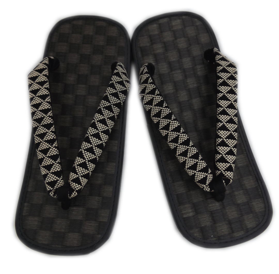 雪駄 メンズ 男性 畳表黒台ウロコ ラジアル底 L 25cm LL 26.5cm 日本製 浴衣 着物 成人式 卒業式 男物 紳士用 大きいサイズ 2L 粋 黒色 きもの 和装 和服